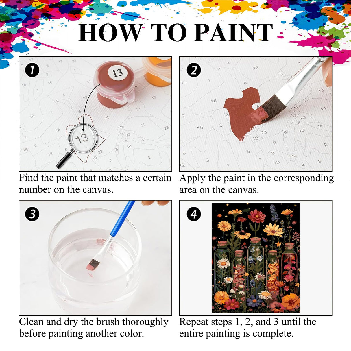 cewlonp Flowers Paint by Number for Adults-DIY Acrylic Oil Painting Adults Paint by Numbers Flowers,Paint by Numbers Kits for Gift Home Wall Decor 16x20inch cewlonp