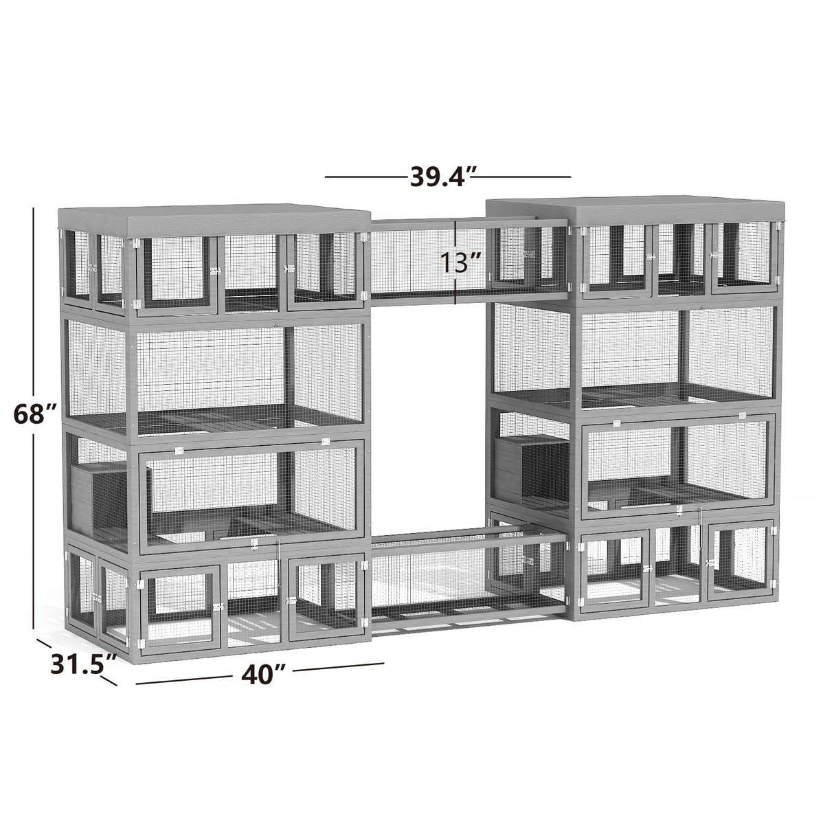 TIMHAKA Cat Catio Outdoor Cat Enclosure, 12 in 1 Cat Enclosure with 4 Large Catio and 8 Cat Tunnel, 12pcs Outdoor Cat Cage with Platform and Resting Box, Luxurious Cat Playground with Waterproof Cover TIMHAKA