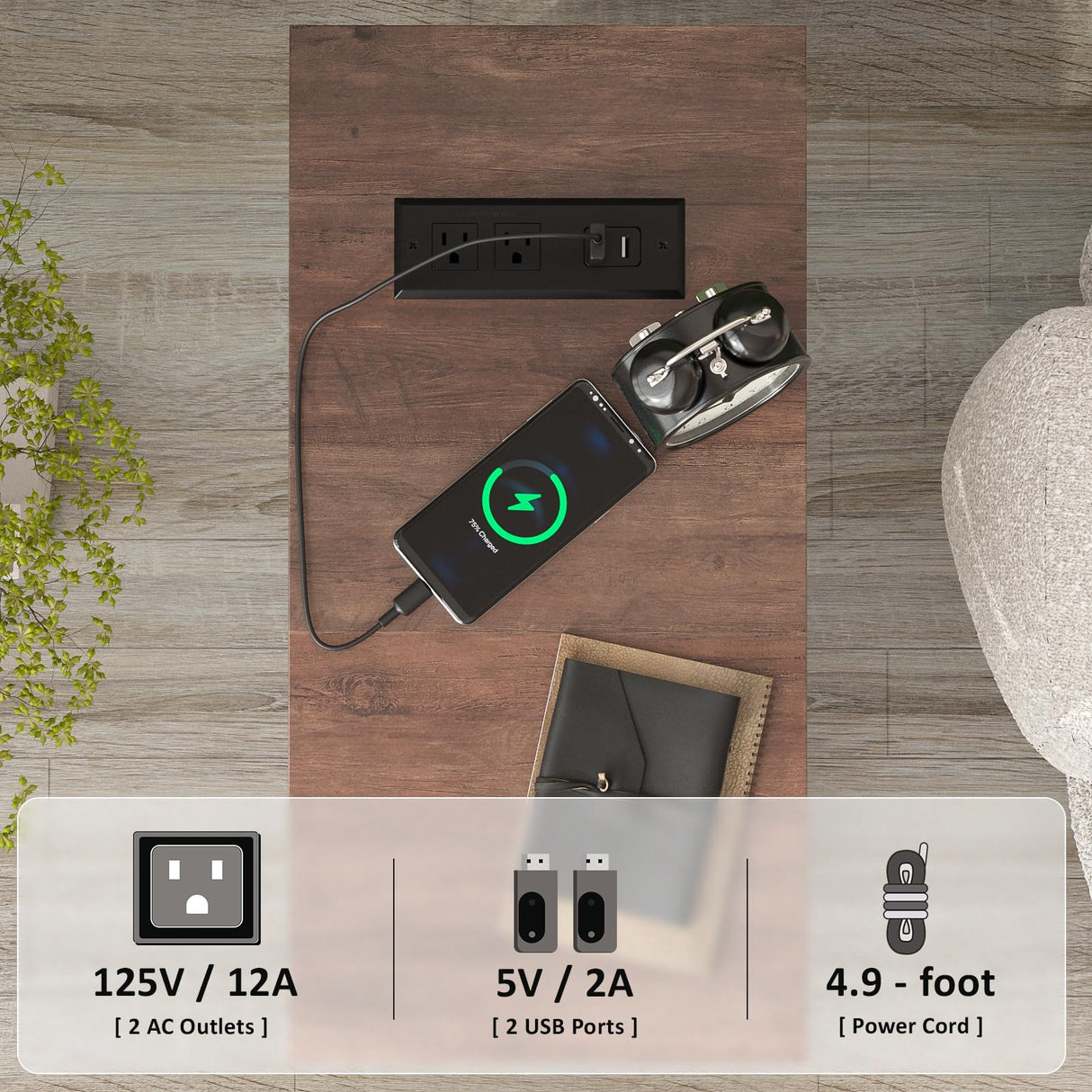 Fameill End Tables Living Room Set of 2, Narrow Side Table with Charging Station, Small Bedside Table for Small Space, Skinny Nightstand with Storage Drawer, White Fameill