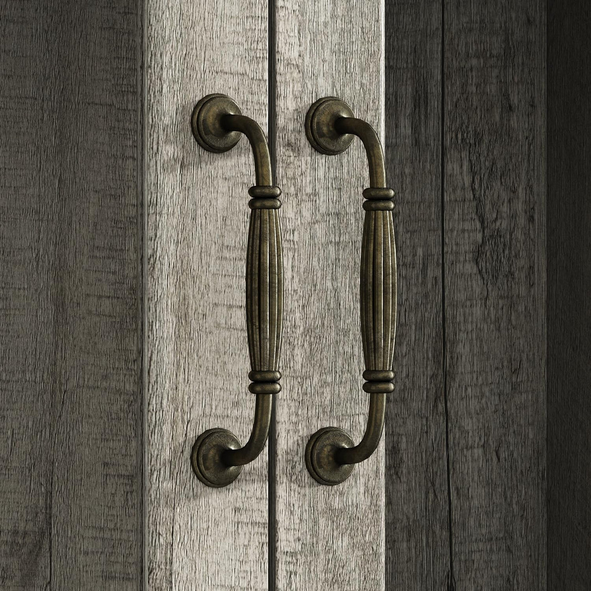 WOODTIME 78.7" H Display Storage Cabinet with Glass Doors, 9 Drawers & 3-Tier Shelves, Wooden Curio Cabinet Bookcase Bookshelf for Home Office Living Room Store, Grey WOODTIME