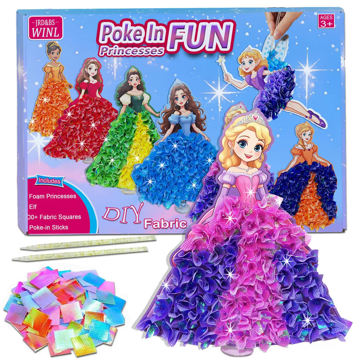 mom&myaboys Poke in Fun Art Kit for Kids DIY Princess Craft Set Birthday Gifts for Girls Ages4-8,Mess-Free Art for Children Fun Activity for Boys Old 3 4 5 6 7 8 9,Christmas Gift for Kid 3 Up mom&myaboys