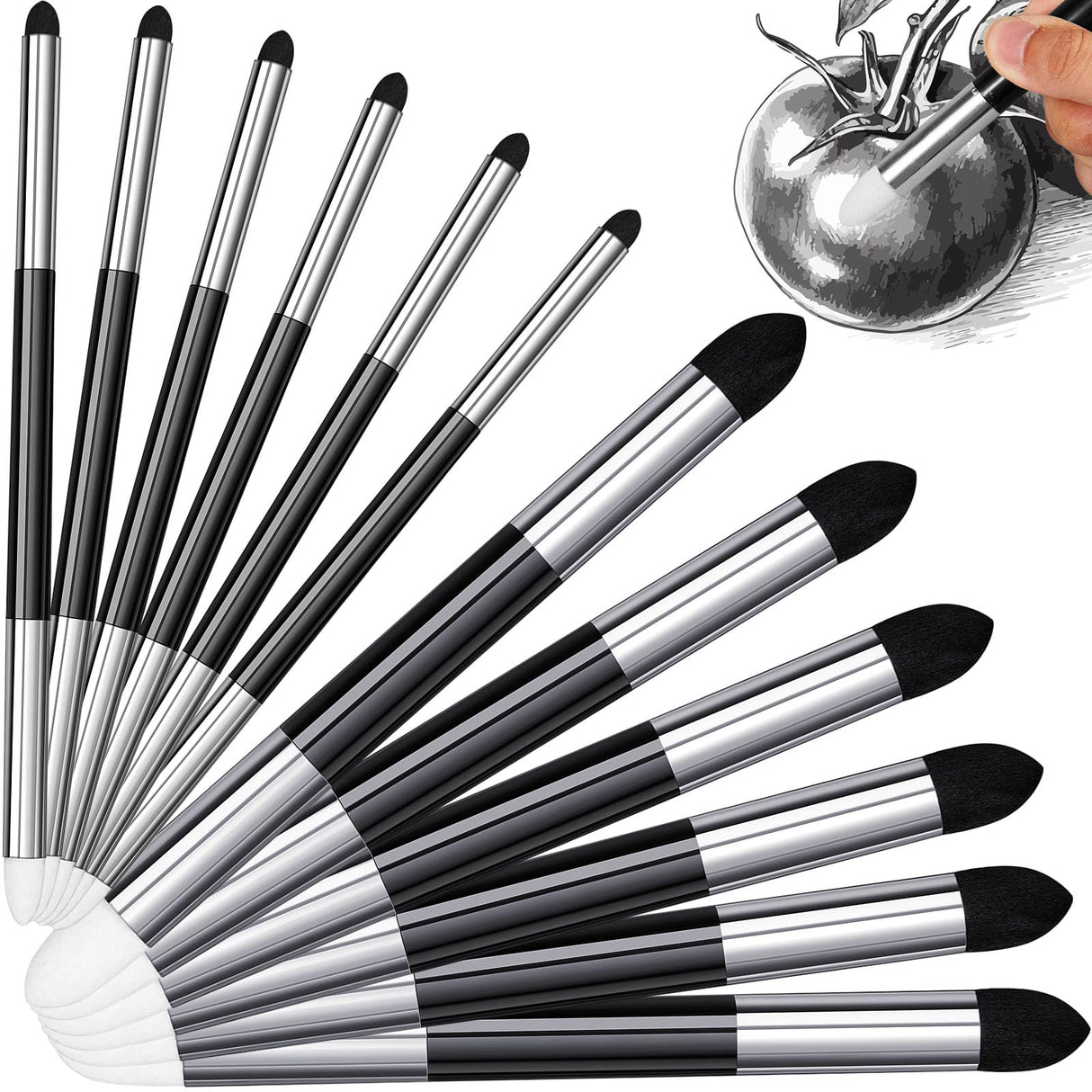 Kosiz Blending Sponge Pen Double Headed Washable Rubbing Sponge Brush Sketch Wipe Reusable Blending Stump Drawing Art Blenders for Artist Highlight Shadow Detail Correcting Tool(2 Pcs) Kosiz