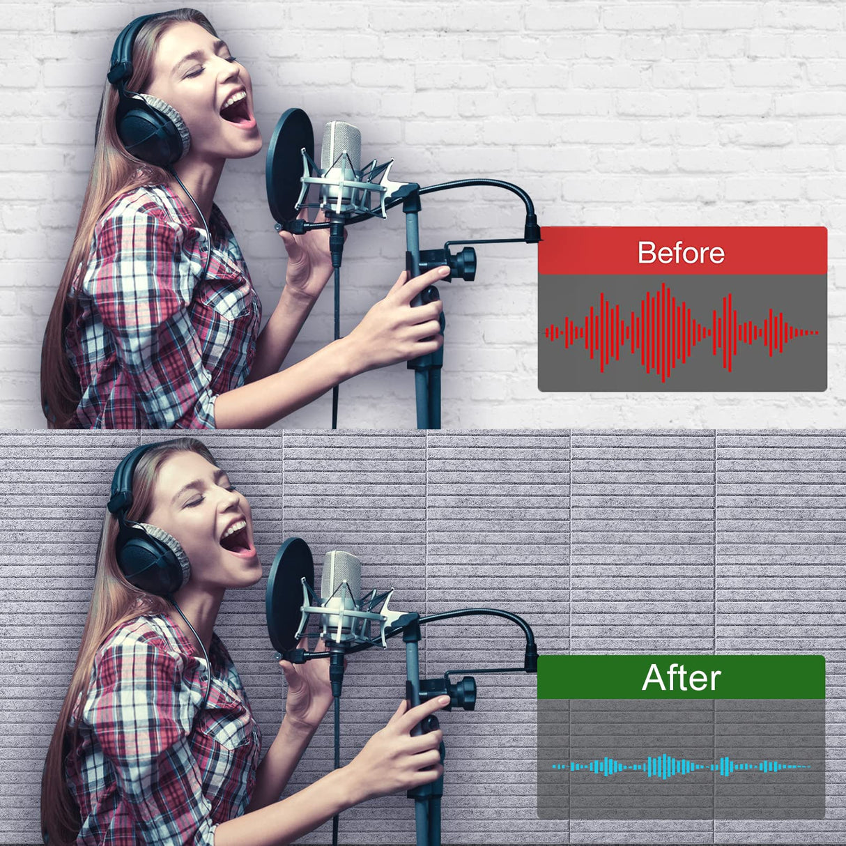 16 Pcs Pro Grade Soundproof Wall Panels,Acoustic Panels,Premium Sound Panels,Better Than Foam,Wedge Design,with Adhesive on Back,for Acoustical Treatments/Professional Studio,12×12×0.4 in(Light Grey) HIJIRH