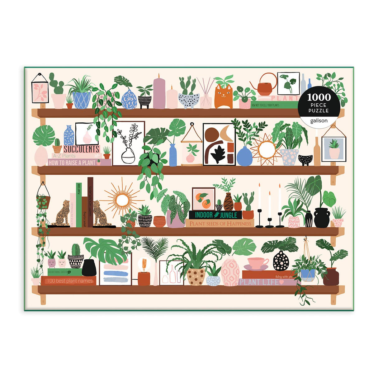 Galison Plant Shelfie 1000 Piece Puzzle from Galison - Featuring Beautiful Illustrations of Houseplants, Books and Knickknacks, 27" x 20", Fun & Challenging, for The Botanical Lover in Your Life Galison