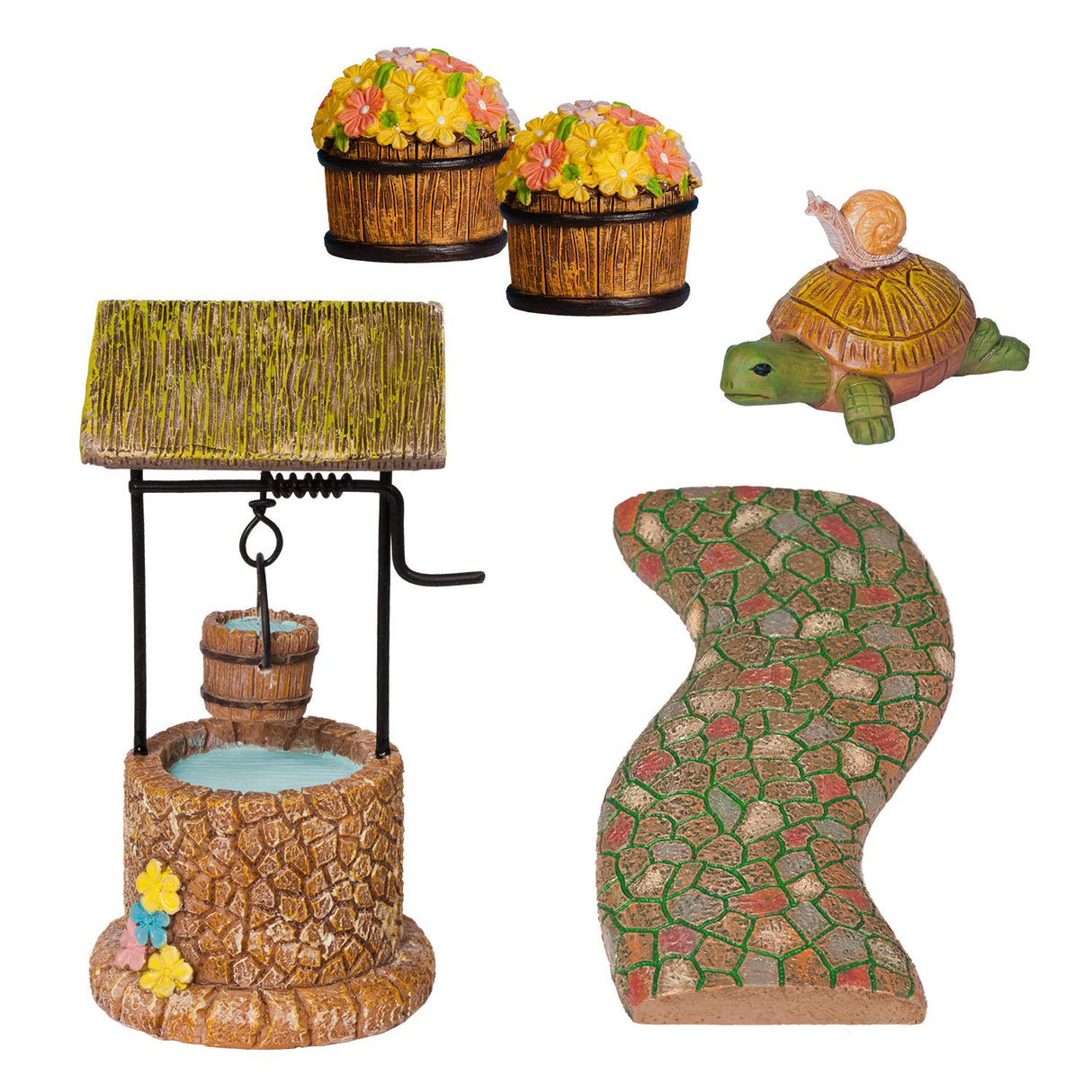 Arcadia Garden Products Pebble Lane Polyresin Fairy Garden Kit (11-Piece) Arcadia Garden Products