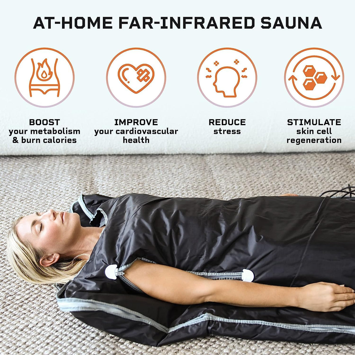 LifePro Sauna Blanket for Detoxification - Portable Far Infrared Sauna for Home Detox Calm Your Body and Mind Regular Black LifePro