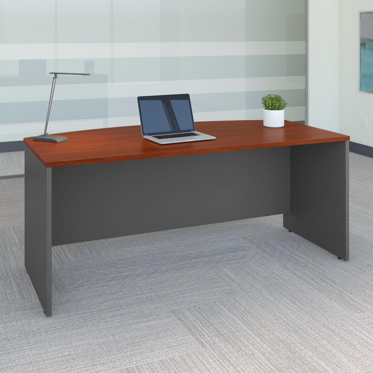 Bush Business Furniture Series C 72W Bow Front Office Desk in Hansen Cherry, Large Computer Table for Home and Professional Workplace Bush Business Furniture