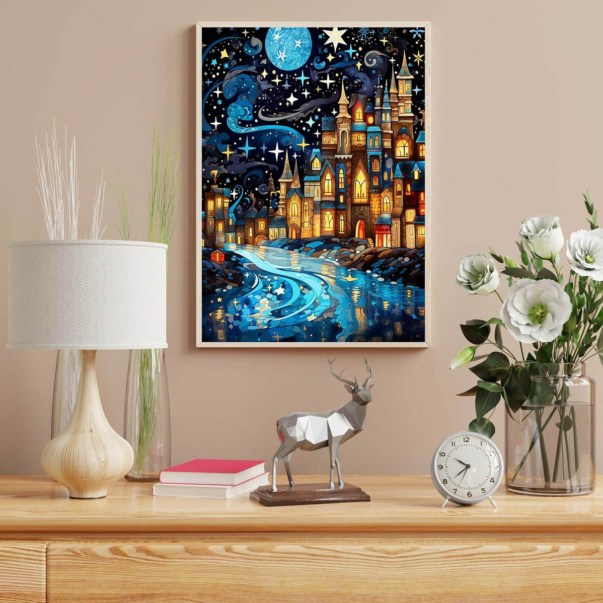 Lophomie Diamond Art Kits for Adults, 5D DIY Starry Night Diamond Painting Kits for Adults Beginners, Diamond Dots Kits Gem Arts Crafts for Home Wall Decor 12x16 Inch Lophomie