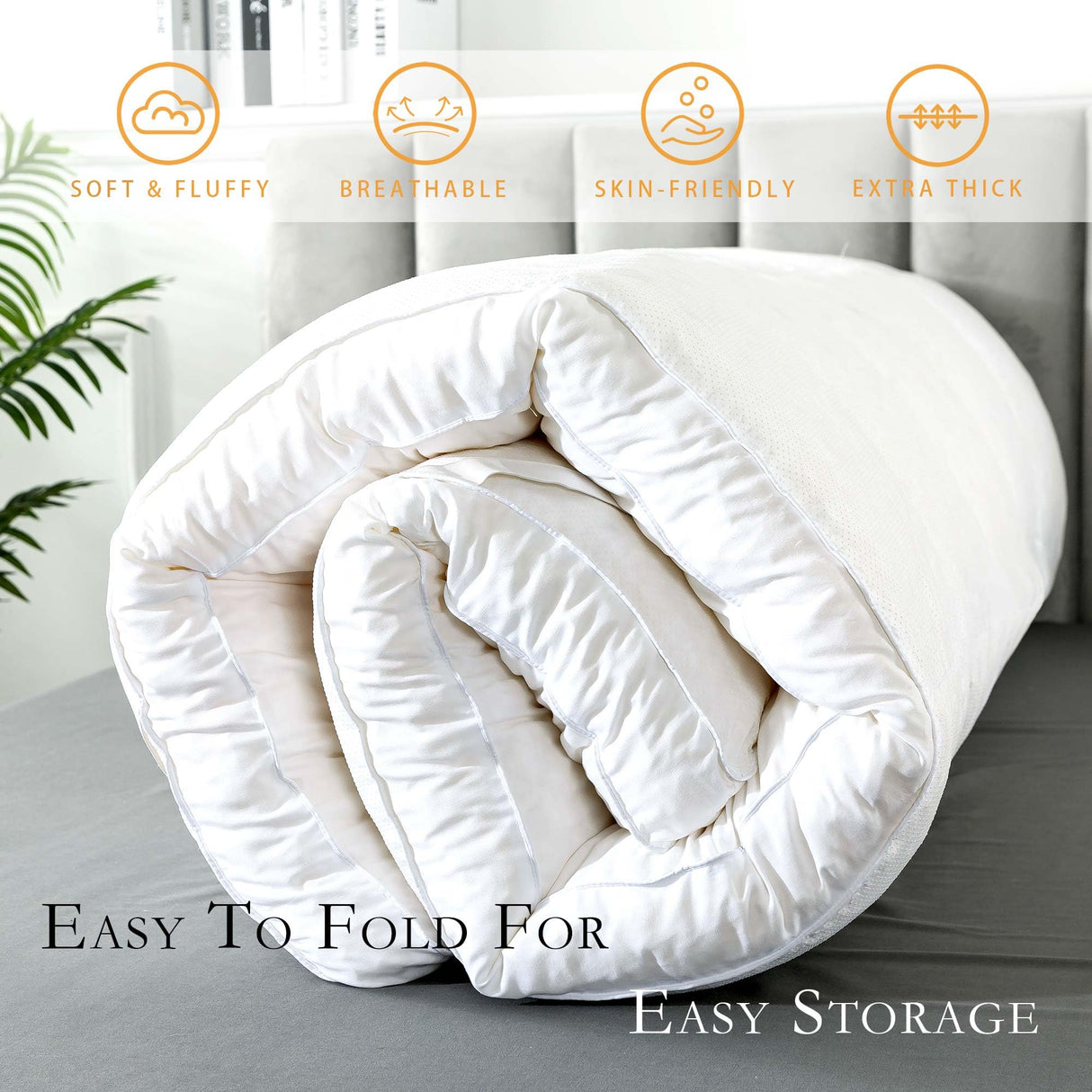 WhatsBedding 3 Inch Memory Foam Mattress Topper Queen Size for Pressure Relief, Fluffy & Soft Shredded Memory Foam Filled Pillow Top, 4 Anchor Elastic Bands, 1700GSM, 60x80in WhatsBedding