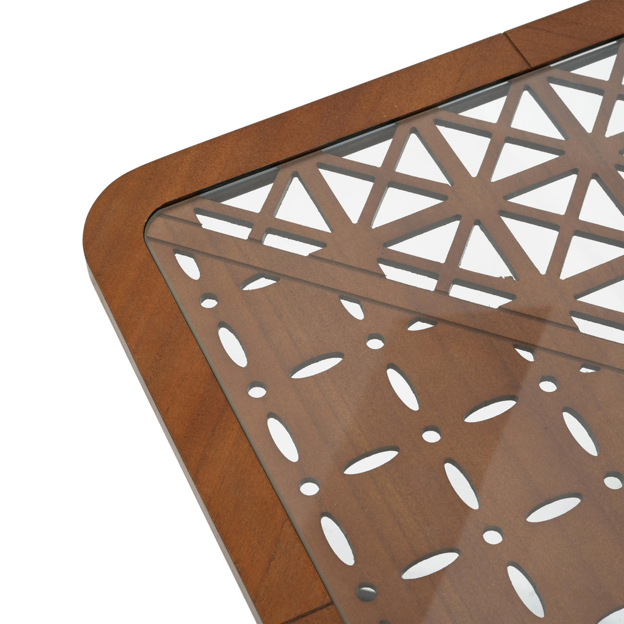 Christopher Knight Home Lyle Industrial Coffee Table with Geometric Glass Top, 23.6" Square Modern Accent End Sofa Side Table for Living Room, Black Finish with Rustic Wood Edge, Brown+Black Christopher Knight Home