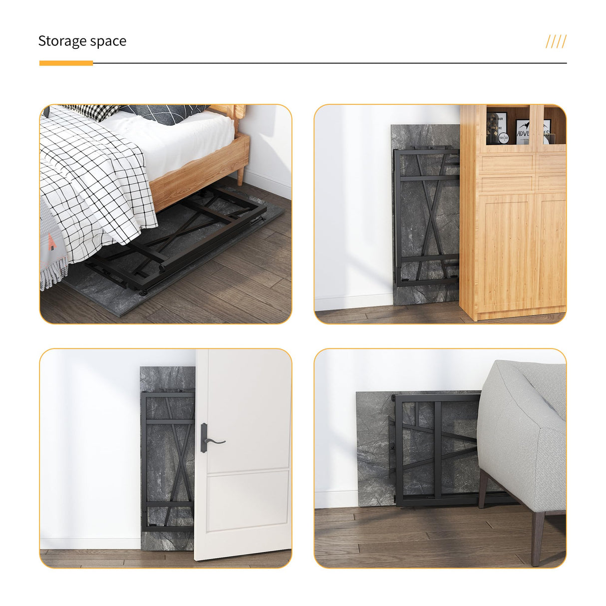 Lutown-Teen Folding Computer Desk 47 inch Writing Gaming Computer Camping Table, No Assembly Required Home Office Desk, Grey Lutown-Teen