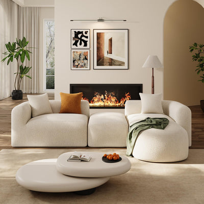OUYESSIR Modern Oversized Curved Sectional Sofa for Living Room, 119" Luxury Plush Chenille Convertible Modular Sectional Sofas with Ottoman,Minimalist L-Shape Curved Cloud Couch, Cream White