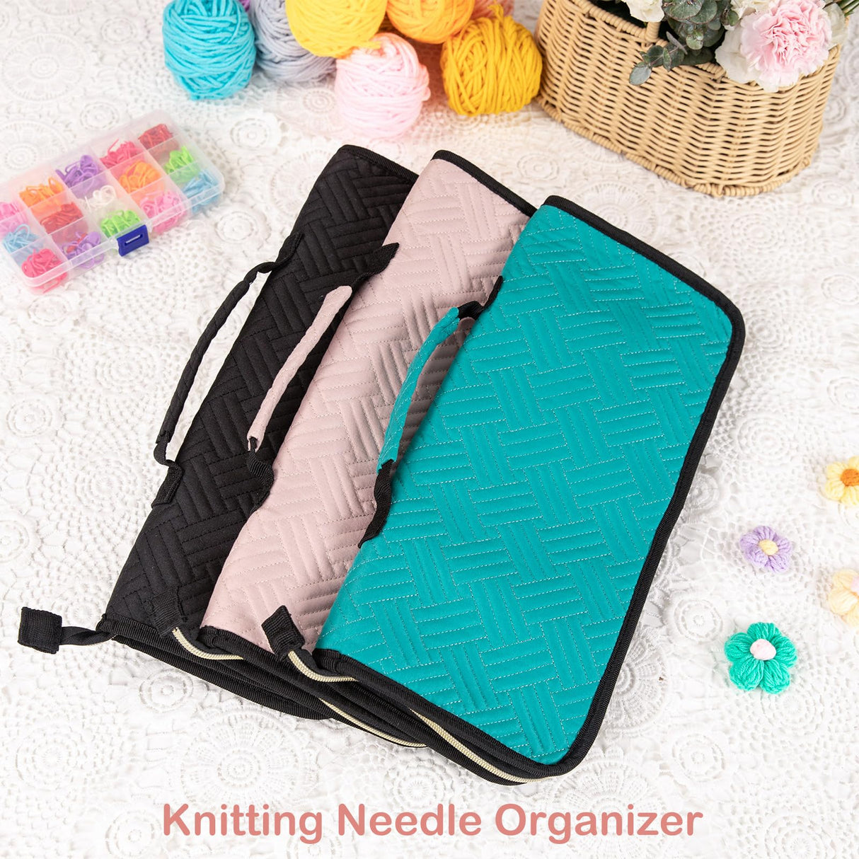 MYBAGZING Knitting Needles Case (Up to 14 Inches) - Organizer for Knitting and Crochet Accessories - Empty Hook Case MYBAGZING