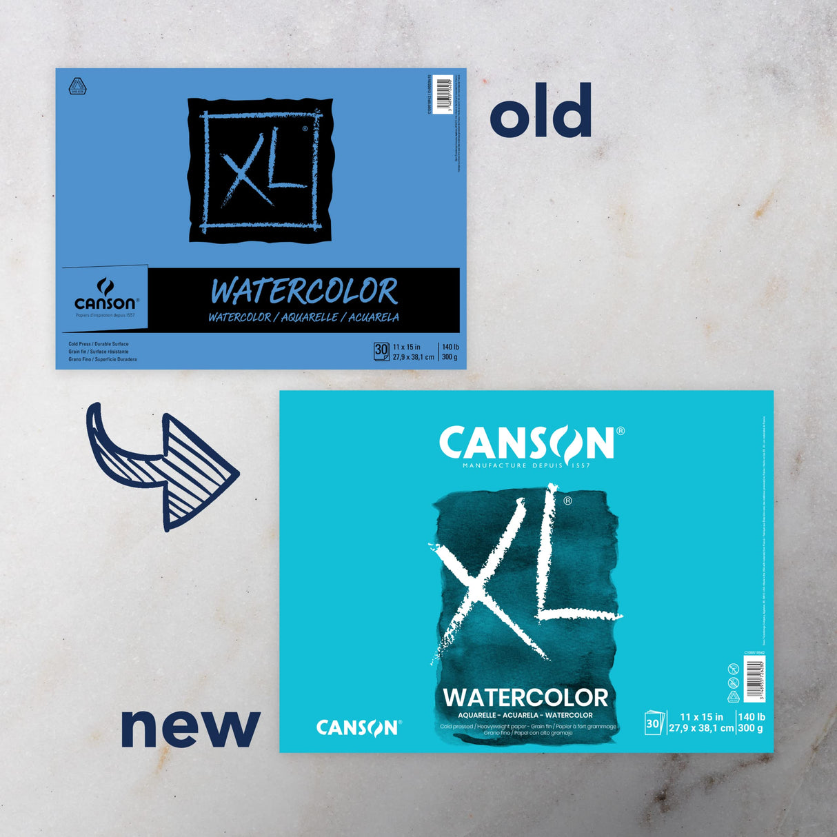 Canson XL Series Watercolor Pad, Heavyweight White Paper, Foldover Binding, 30 Sheets, 11x15 inch Canson