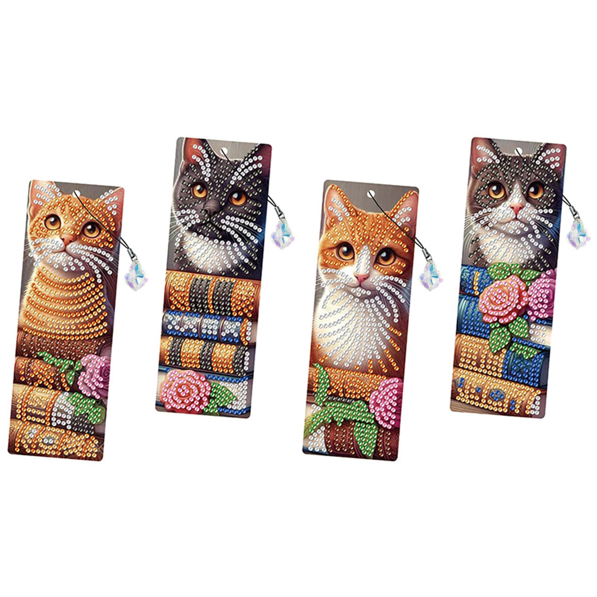 4pcs Cat Diamond Art Bookmarks,Diamond Painting Bookmarks Kits for Adult,DIY Gem Art Small Crafts with Rhinestone Tassel,Paint by Diamonds for Graduation Birthday Reader Gifts. (cat) NDNXYXGS