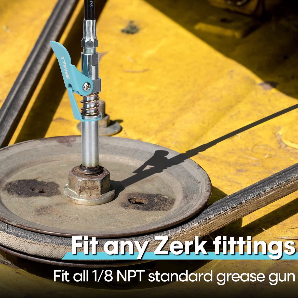 SHALL Grease Gun Coupler, Quick Release & Strong Locking Grease Gun Couplers w/Zerk Fittings Cleaner, 10000 PSI High Pressure Grease Gun Tips, Compatible with All Grease Guns 1/8" NPT Grease Fittings SHALL