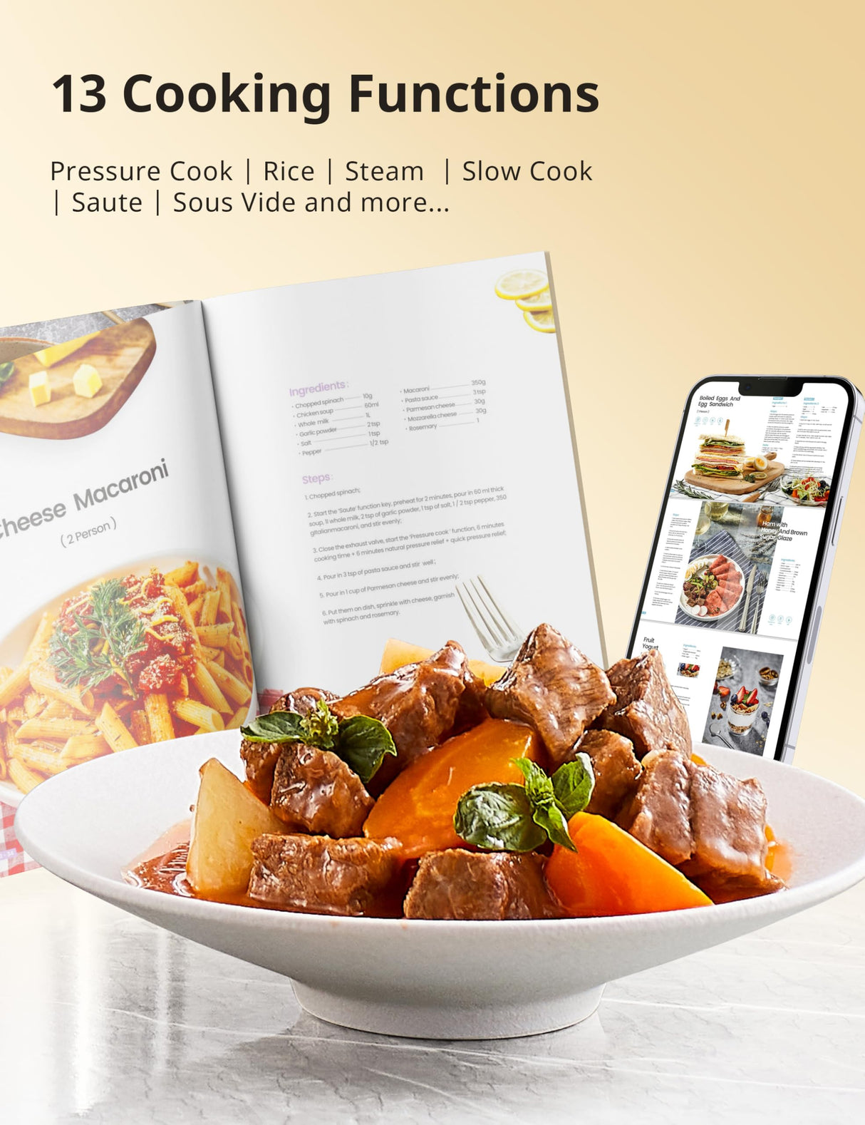 COMFEE’ Pressure Cooker 6 Quart with 13 Cooking Functions, Olla de Presion Non-Stick Pot Yogurt Maker Rice Cooker Slow Cooker Sauté Steamer, Healthy Ceramic Inner Pot COMFEE'