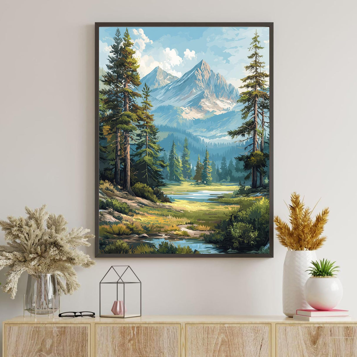 Ceiomez Paint by Numbers Landscape, Mountain Paint by Numbers Kit for Adults, Landscape Paint by Numbers for Adults on Canvas for Home Decor Gift Art Work 16x20in Ceiomez