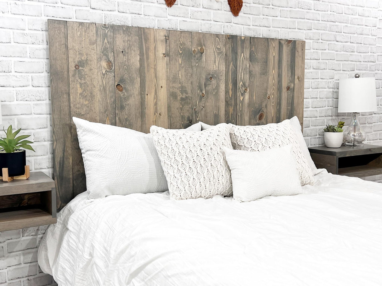 Barn Walls Gray Fog Headboard, Rustic Design, Solid Wood Headboard, Floating Panels, Wall Mount, Adjustable Height, Easy Assembly, King Size Barn Walls