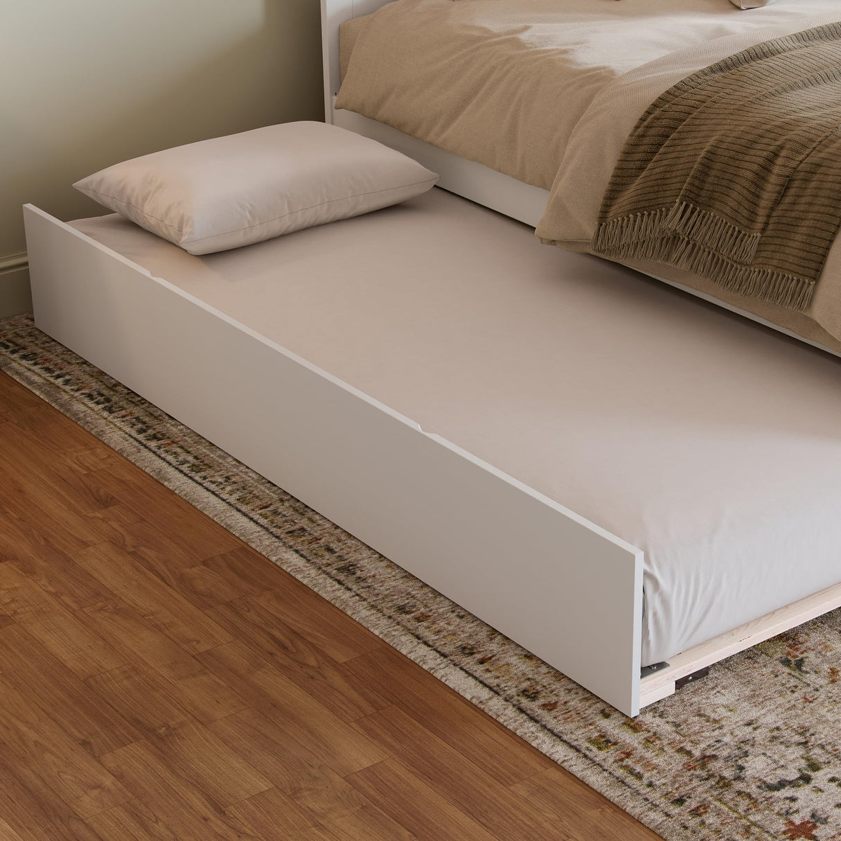 AFI, Madison King Platform Bed with Matching Footboard and Twin XL Trundle, White AFI