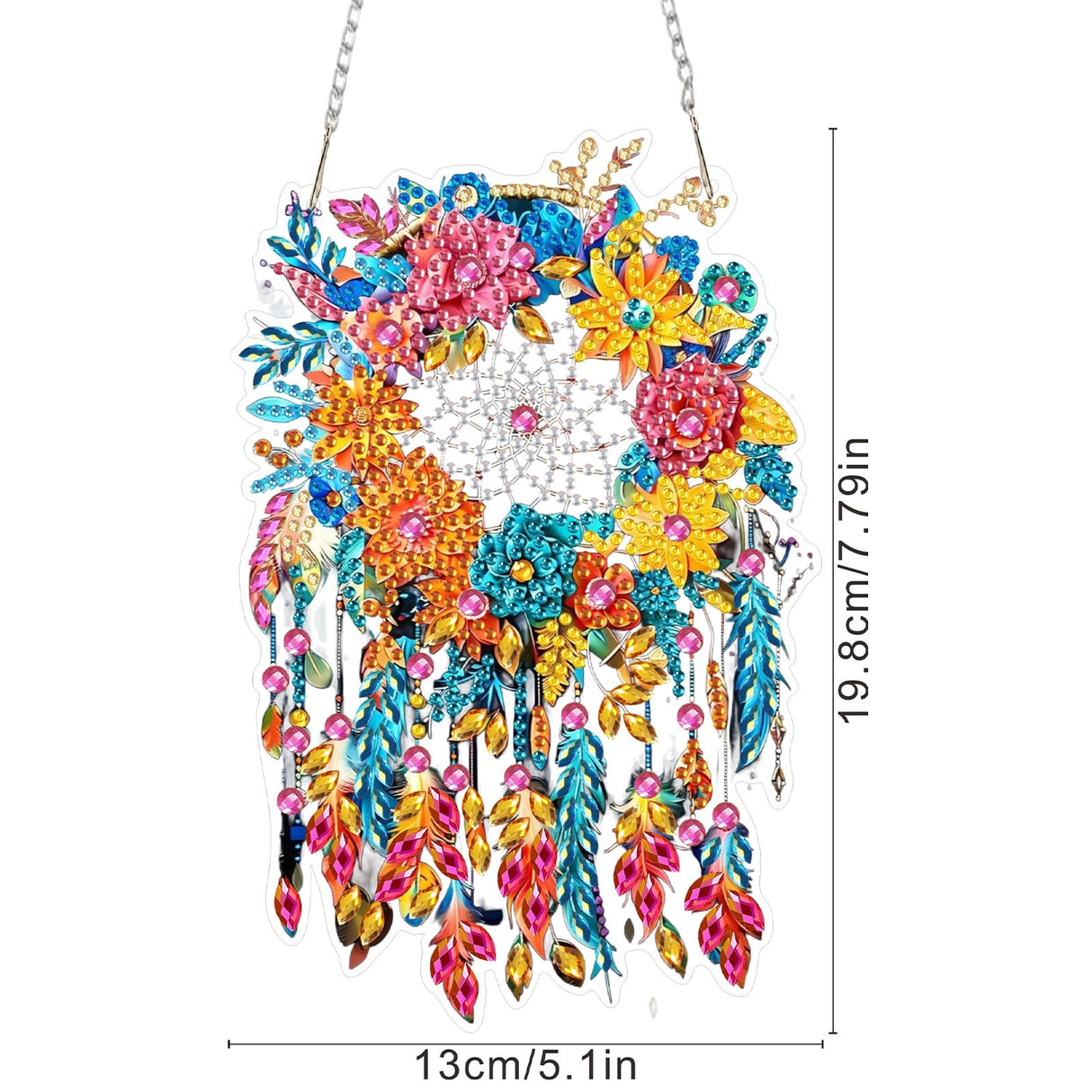 SENQAO Dream Catcher Hanging Diamond Art Painting Kits for Adults Beginners, 5D Special Shape Diamond Art Kits, Flowers Crystal Rhinestones Diamond Gem Art Painting for Home Garden Wall Decor SENQAO