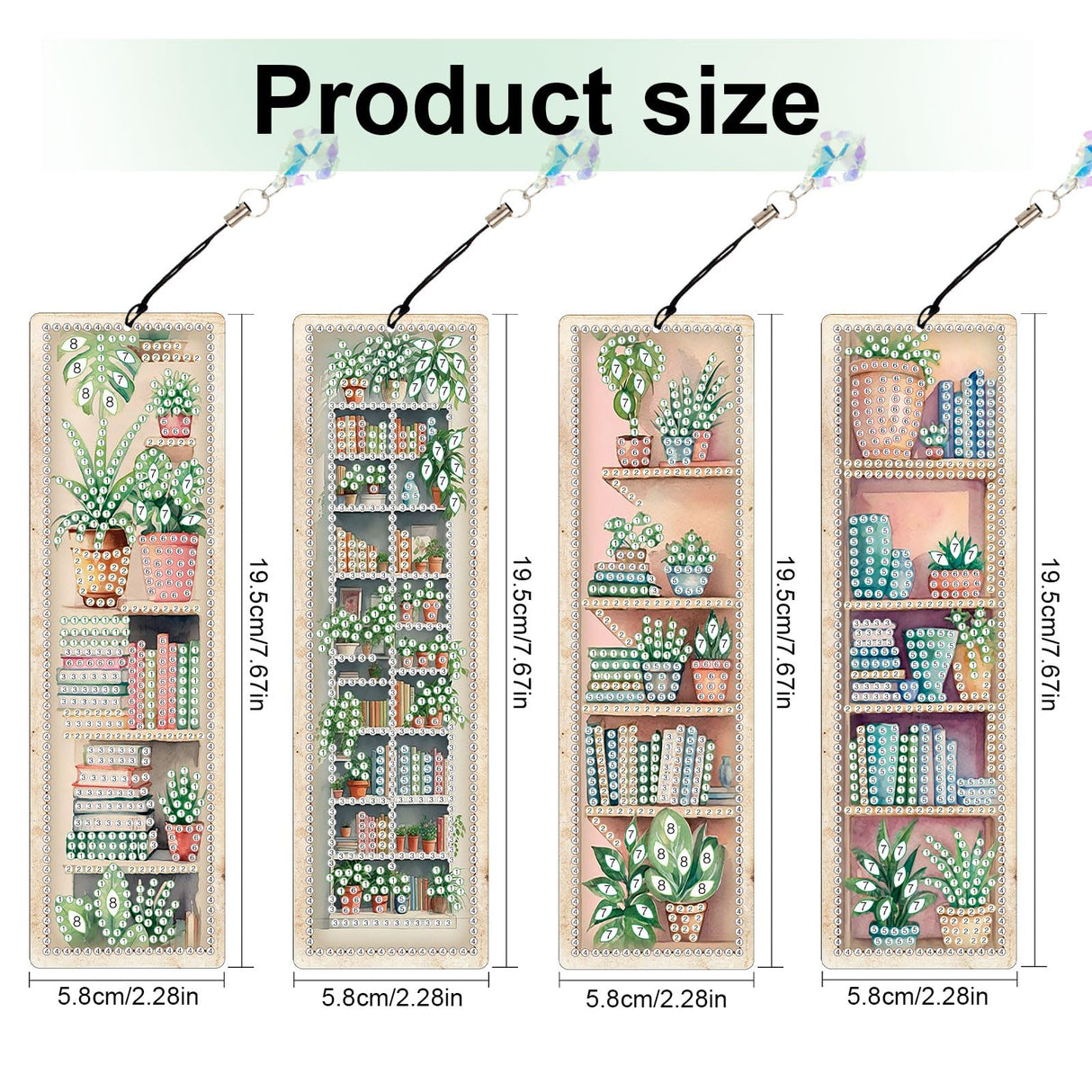 4 Pieces Diamond Painting Bookmarks for Adults Plant Bookshelf Design 5D Rhinestone Art Bookmark Kits Beautiful DIY Diamond Art Bookmarks with Tassels Crafts Gifts Supplies AiYuanzsh