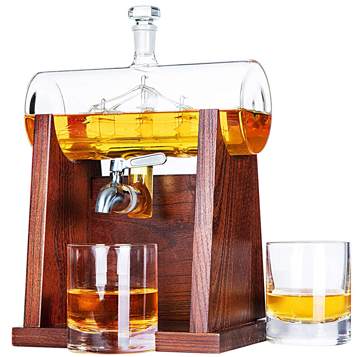 Jillmo Whiskey Decanter Sets for Men, 1250ml Decanter Set with 2 Whiskey Glasses, Ideal Bourbon Gifts for Men JILLMO