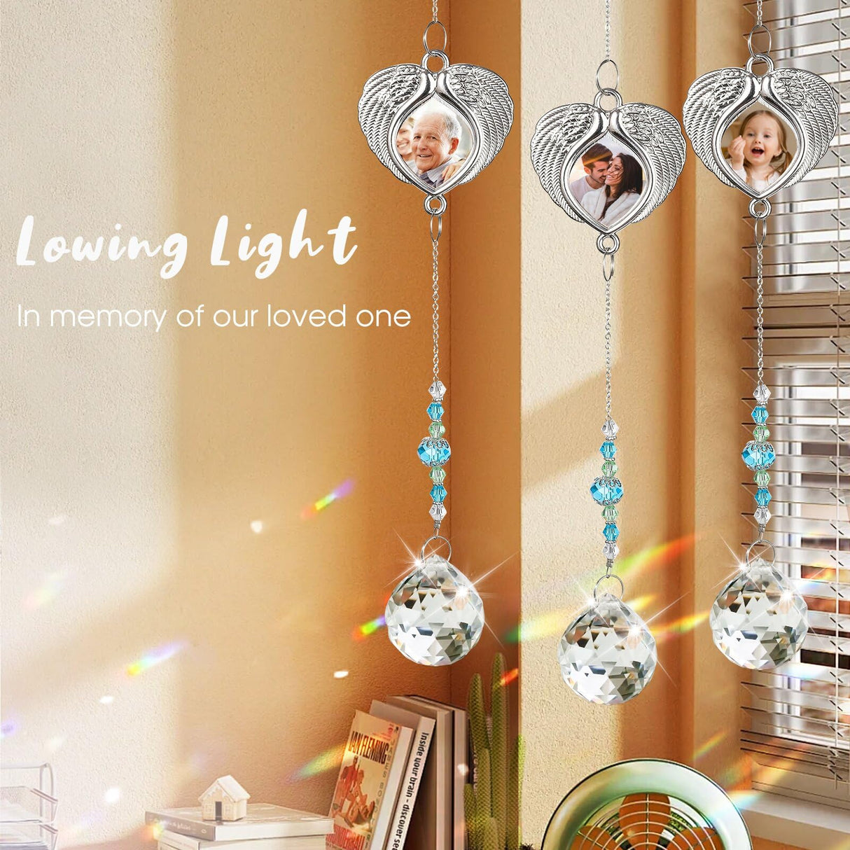 ALLMKPY Memorial Gifts for Lost Loved One Sublimation Photo Ornament Crystal Ball Sun Catcher, in Loving Memory Sympathy Bereavement Grief Funeral Condolence Thanksgiving for Mom Dad Friend ALLMKPY