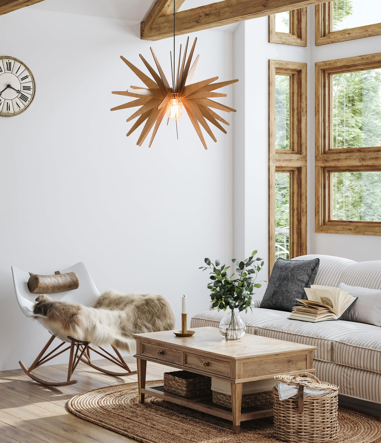 EXPLOSION Wood Pendant Light | Mid Century Modern Chandelier | Hanging Lamp | Wood Chandelier Lighting | Modern Light Fixture | Modern Pendant Light DEZAART