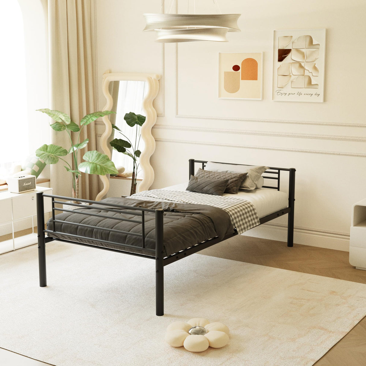 LUMISOL Twin Size Triple Bunk Beds, Heavy Duty Metal Triple Bunk Bed Frame with Ladder for Share Bedrooms, Detachable Bunk Beds, Can be Divided into 3 Beds, Black LUMISOL