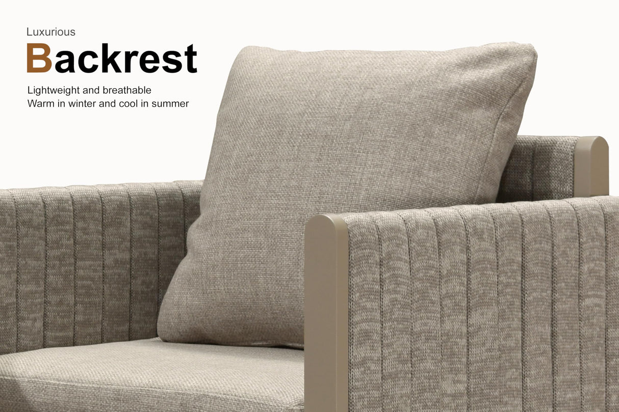 PURPLE LEAF 15 Pieces Outdoor Dining Table Set Modern Extra Large Weather-Resistant Conversation Set Pillows Included for Outdoor Garden Beige PURPLE LEAF