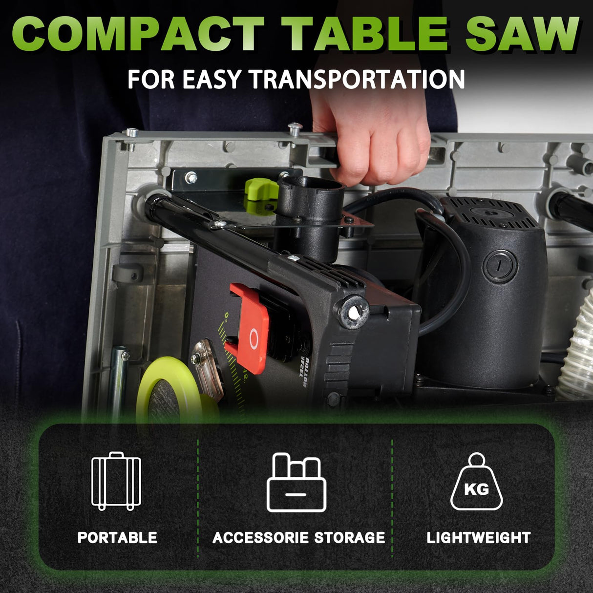 SIROCCO Dustless Table Saw 8.5" for Jobsites, Portable 98.5% Dust Collection Rate Cutting Speed Up to 4500RPM, 60T Blades (Standard) SIROCCO