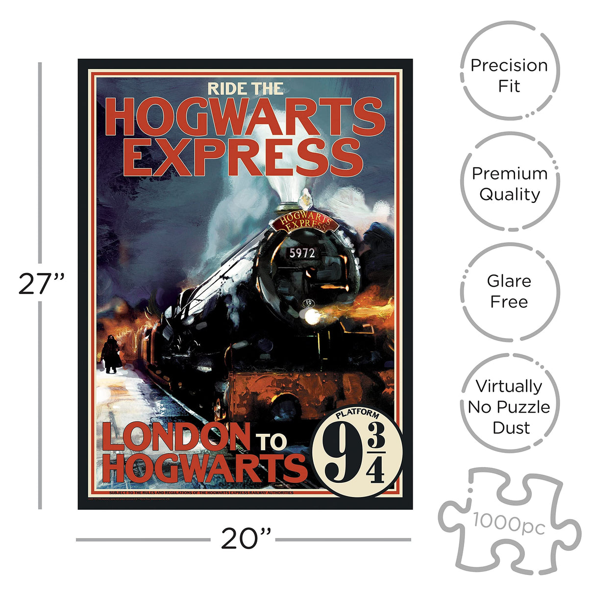 AQUARIUS Harry Potter Puzzle Hogwarts Express Train (1000 Piece Jigsaw Puzzle) - Officially Licensed Harry Potter Merchandise & Collectibles - Glare Free - 20 x 27 Inches AQUARIUS