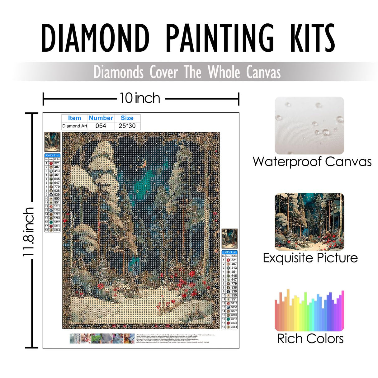 RLTXBUK Christmas Enchanted Forest Diamond Art Kits, Magical Winter Forest Xmas Holiday Gem Diamond Painting Art Kits for Adults Kids Beginners, Christmas Home Room Decor 9.8x11.8 Inch RLTXBUK