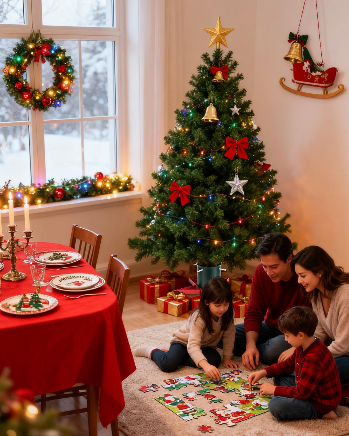 GuuG Real Christmas Tree Stand Base - Live Trees Small Christmas Tree Holder up to 6.5ft Trees for Real Xmas Trees 0.53 Gal Star+ Green&Red GuuG