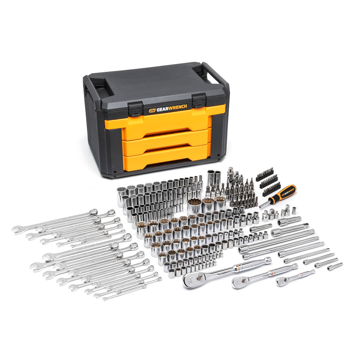 GEARWRENCH 243 Pc. 12 Pt. Mechanics Tool Set in 3 Drawer Storage Box - 80972 GEARWRENCH