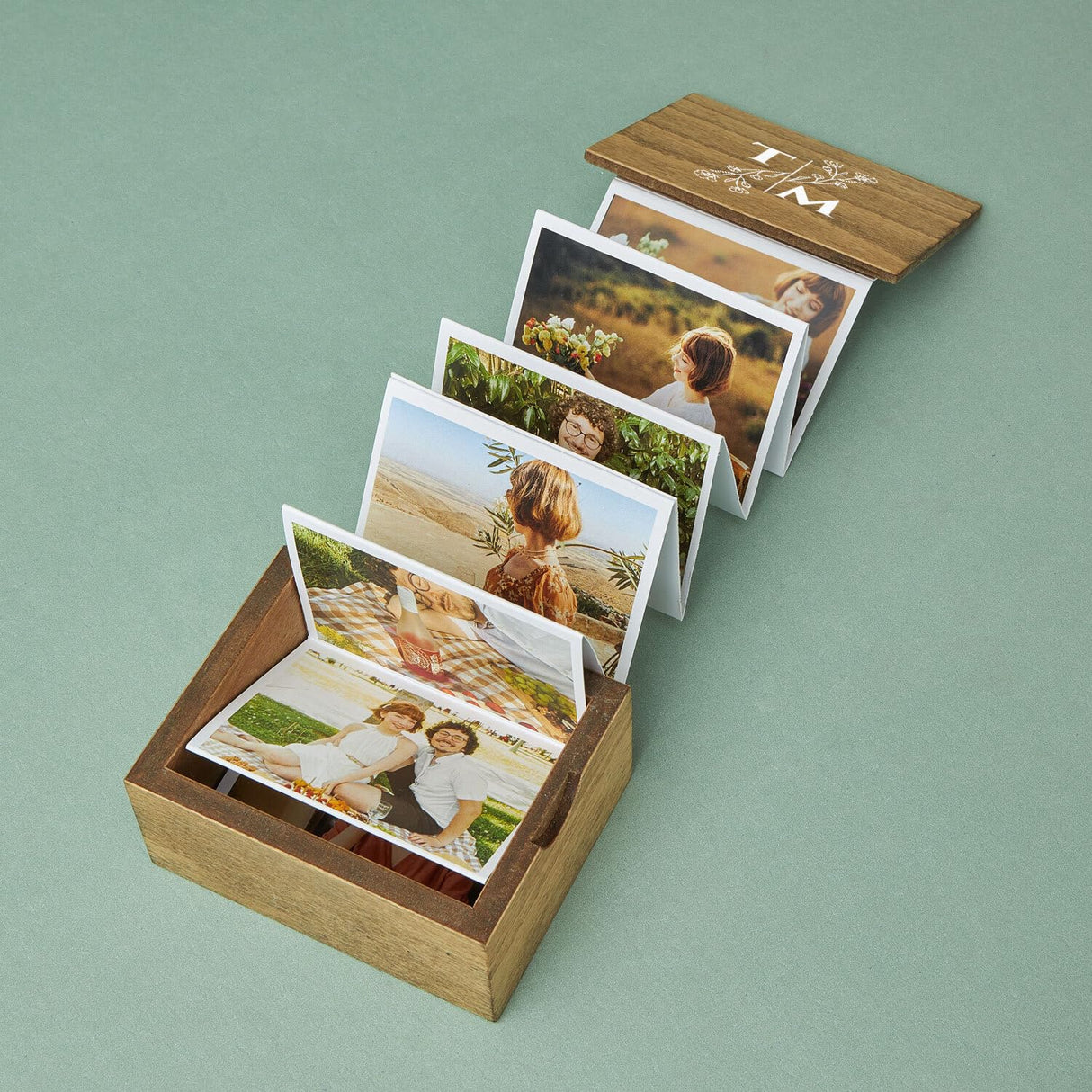 udelf Personalized Wooden Accordion Photo Box - Custom Photo Gift Great for Weddings, Valentine's Days, Anniversaries, and Special Milestones udelf