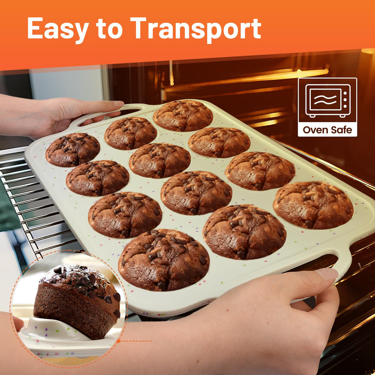 2Pack Silicone Muffin Pan for Baking with Metal Reinforced Frame, 12 Cup Regular Size Cupcake Pan, BPA Free Silicone Muffin Tray, Cupcake Baking Pan Molds for Oven Dishwasher Safe Vinino