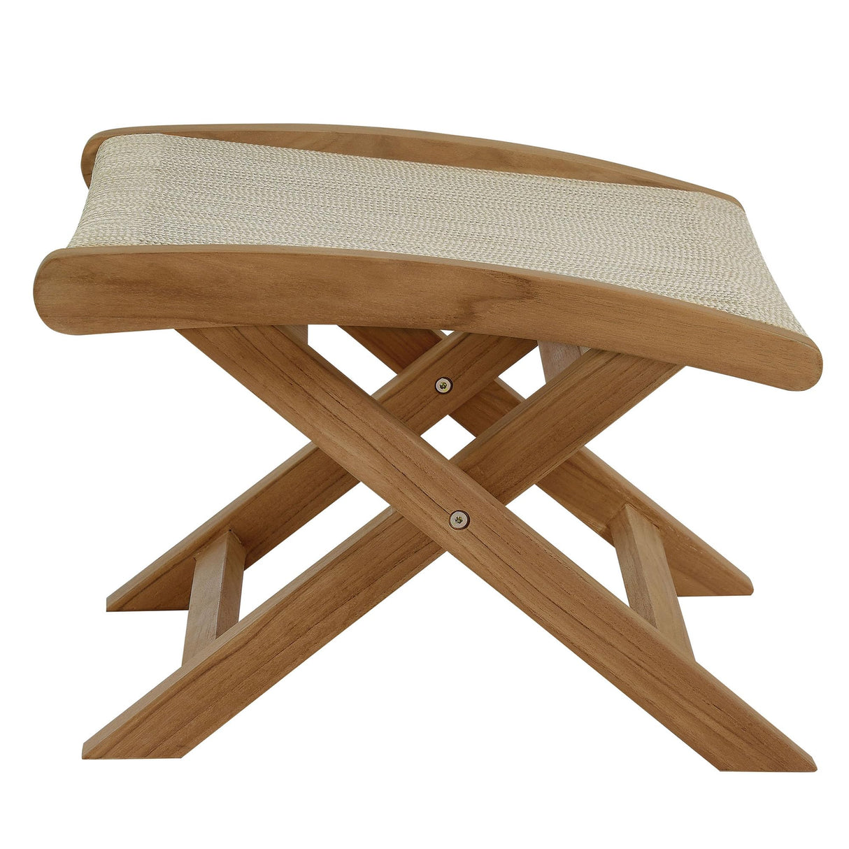 Modway Vienna Outdoor Patio Teak Wood Folding Ottoman in Natural Natural Modway