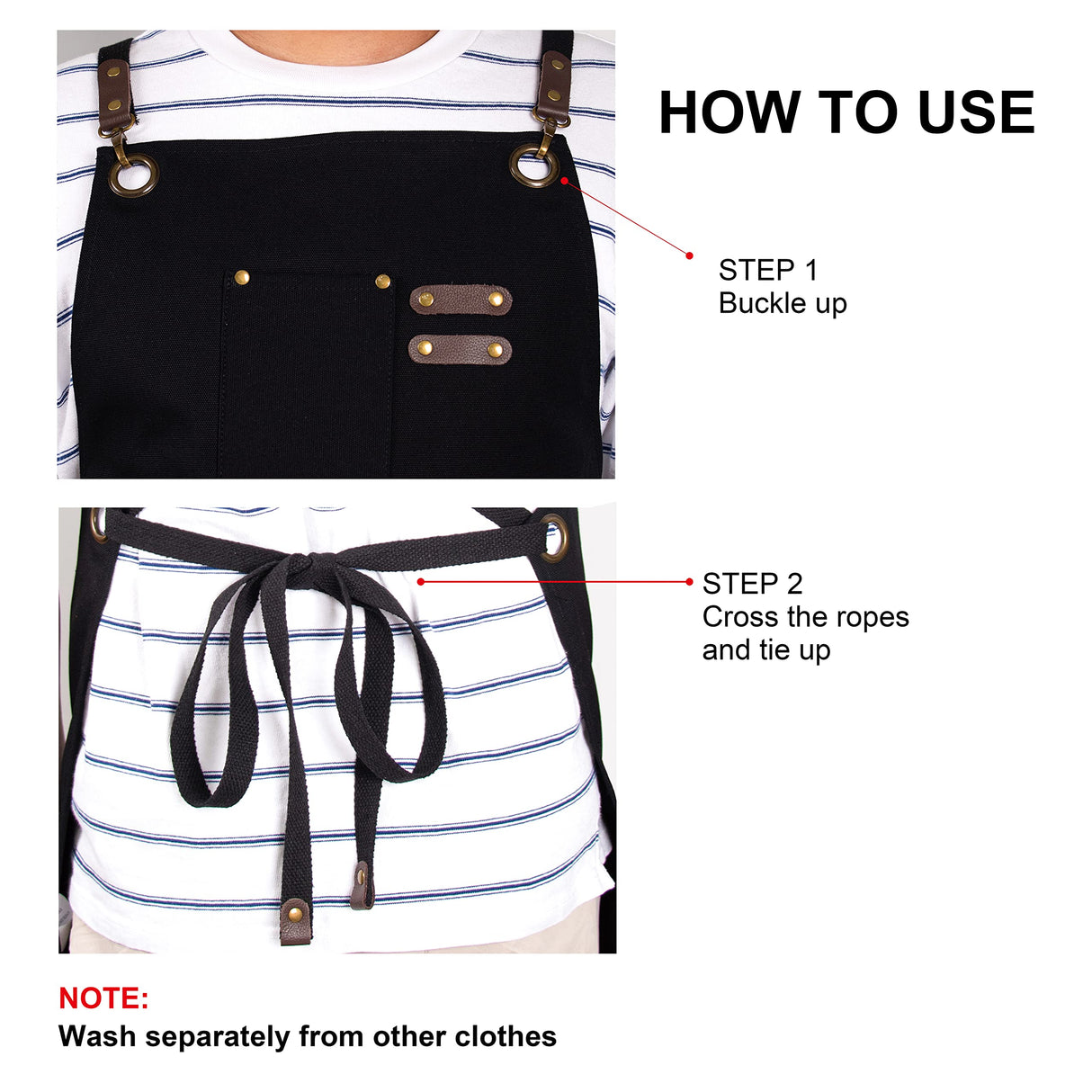 Heavy Duty Work Aprons for Men & Women with Pockets, Premium Cotton Canvas Cross Back Adjustable Tool Apron, for Cooking, Housekeeping, Serving, Woodworking, Gardening, Welding, Pottery, Black PSBP BEAUTY