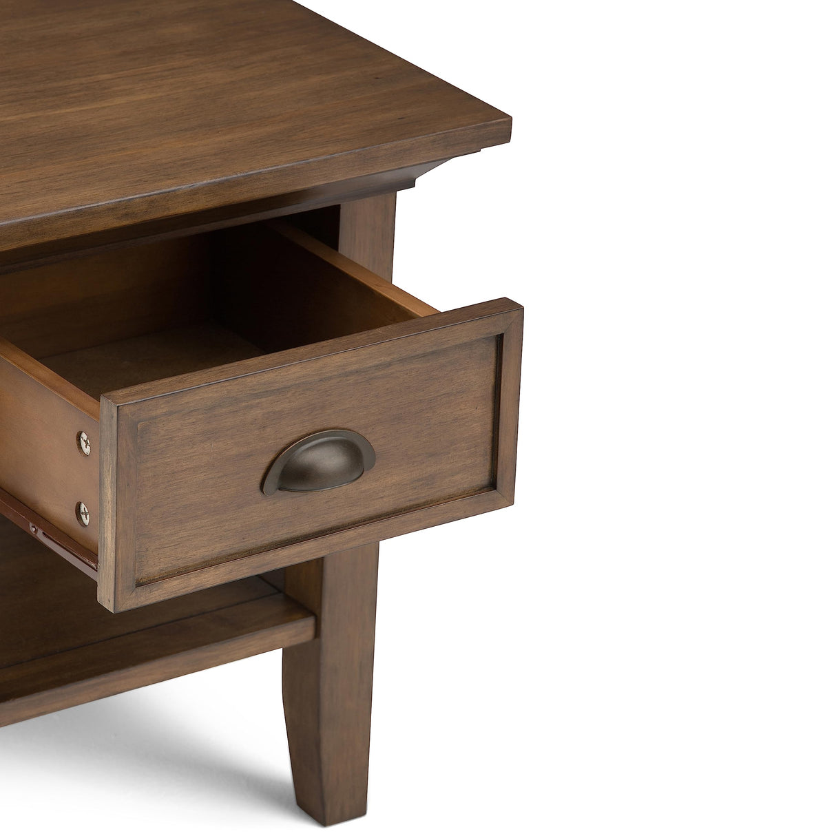 SIMPLIHOME Redmond SOLID WOOD 19 inch wide Square End Side Table in Rustic Natural Aged Brown with Storage, 1 Drawer and 1 Shelf, for the Living Room and Bedroom SIMPLIHOME