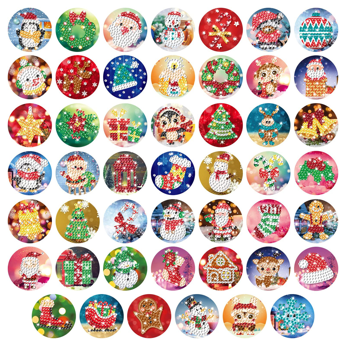 MEIEST 48 PCS Colorful Christmas Art Diamond Envelope Seals Kits,5D DIY Diamond Painting Mosaic Stickers by Numbers Crafts Set for Kids and Adults,Creative Handmade Art Craft Gift MEIEST