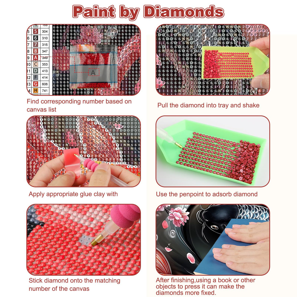 CEOVR Taichi Koi Diamond Art Kits for Adults, Koi Flower Diamond Painting Dots DIY DIY Gem Art, Adult Crafts Kits Wall Decor for Home Office 16x12in CEOVR