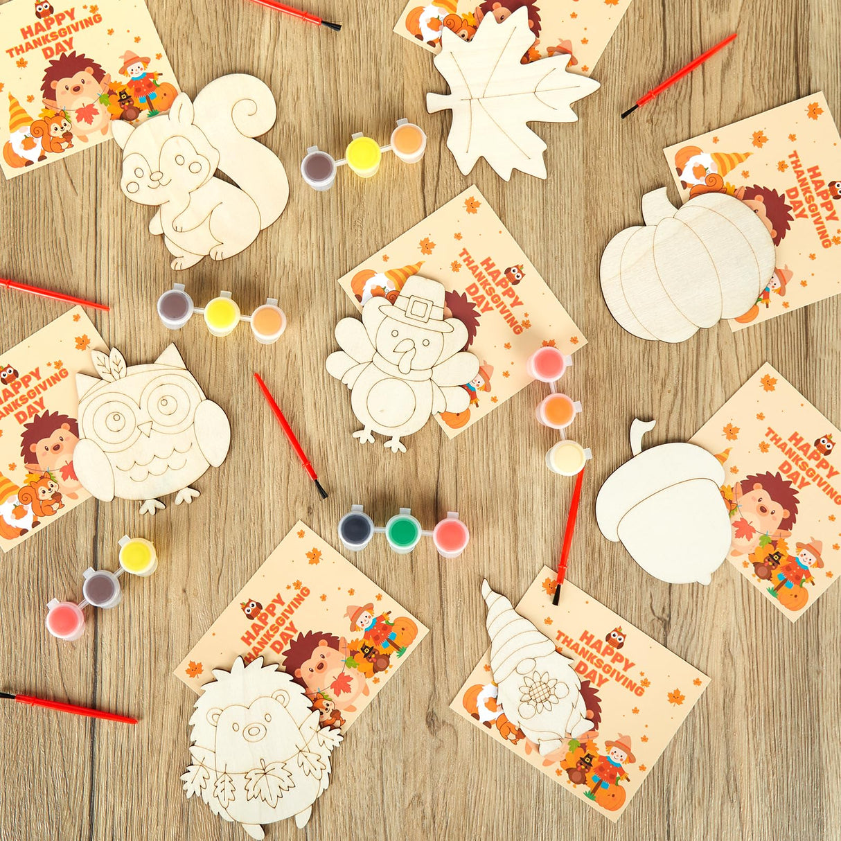 24-Set Fall Thanksgiving Wooden Painting Crafts, Unfinished Wood Cutouts Pumpkin, Maple Leaves, Acorns, Blank Fridge Magnet Crafts for DIY, Party Favors, Classroom, Gift Goodie Bag Stuffers Bafeil