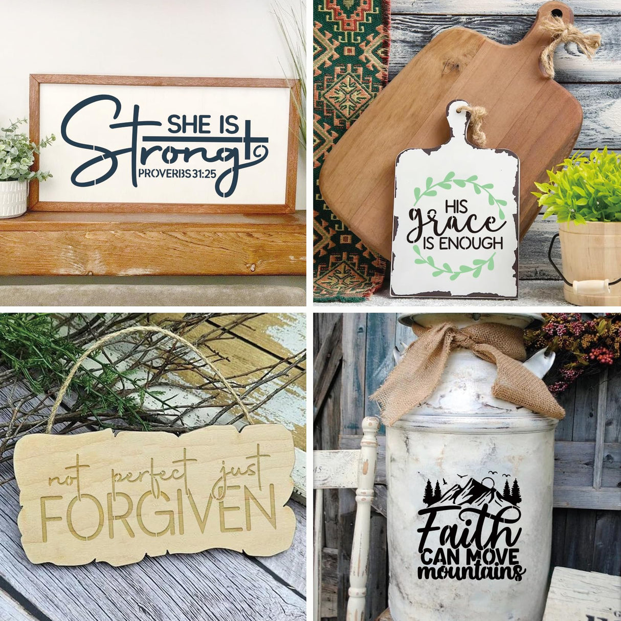 21pcs Christian Stencils for Crafts Reusable Motivational Bible Verse Template Drawing Religious Stencils for Painting on Wood Sign Fabric Canvas DIY Crafts Office Home Decoration(bible21) Huahui