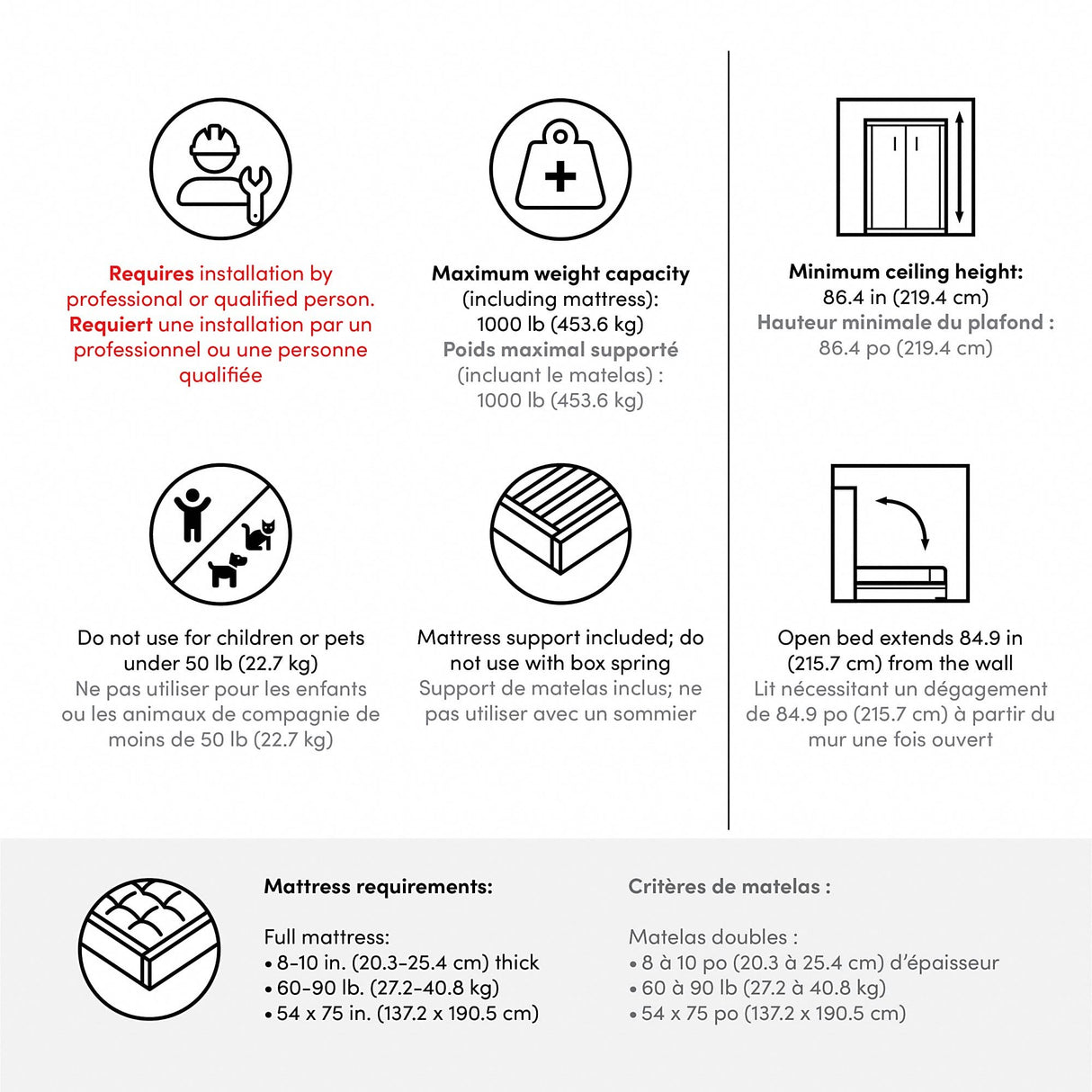 Bestar Pur Full Murphy Bed with Closet Organizer in White - Versatile Space-Saving Solution for Multi-Purpose Rooms Bestar