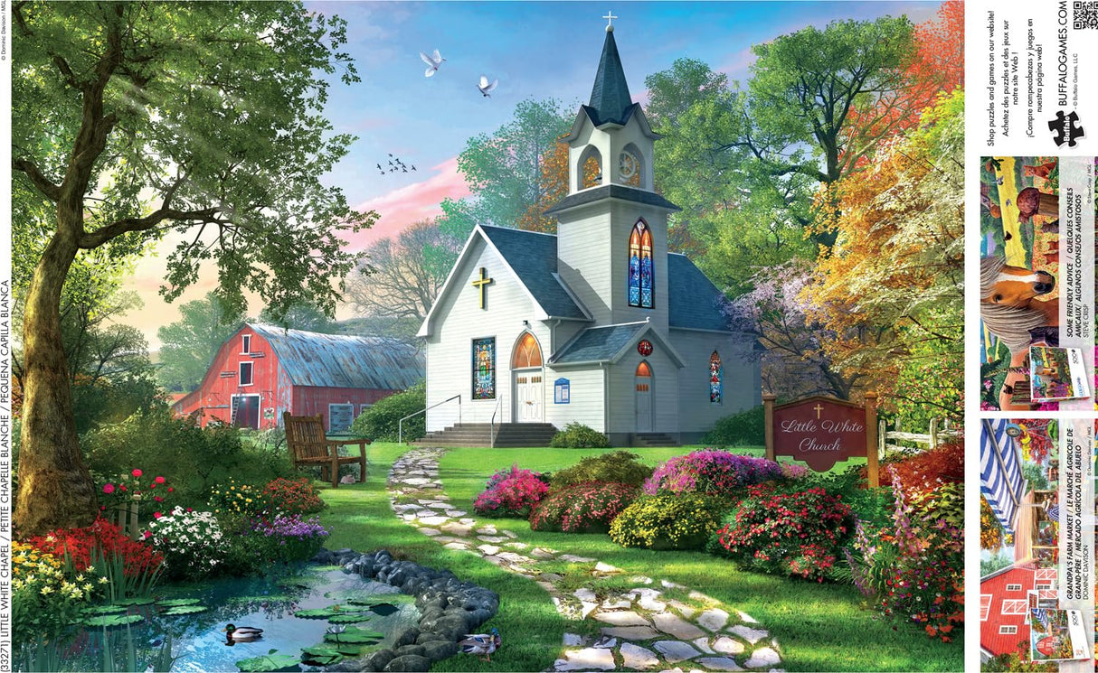 Buffalo Games - Dominic Davison - Little White Chapel - 500 Piece Jigsaw Puzzle for Adults -Challenging Puzzle Perfect for Game Nights - Finished Size is 21.25 x 15.00 Buffalo Games