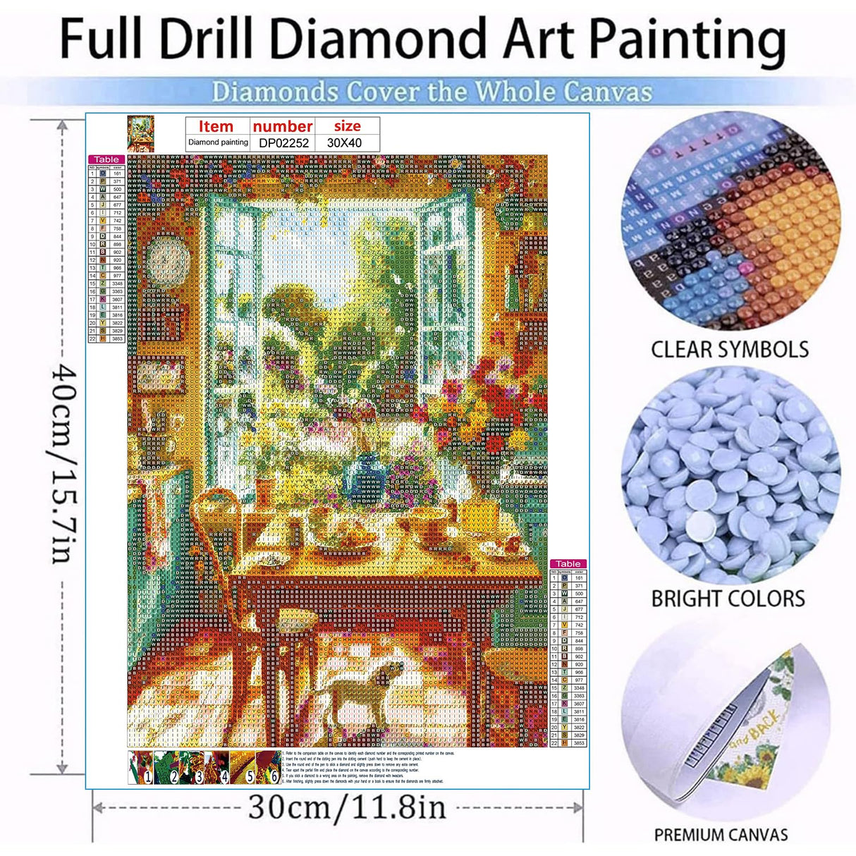 Diamond Art Kits for Adults Beginner- Cozy Kitchen and Garden Sunshine and Dog Diamond Painting Kits 5D Diamond Dots Gem Art Crafts with Tools- Round Full Drill Funny Crafts for Home Wall Decor&Gift Fairyland JinWenn