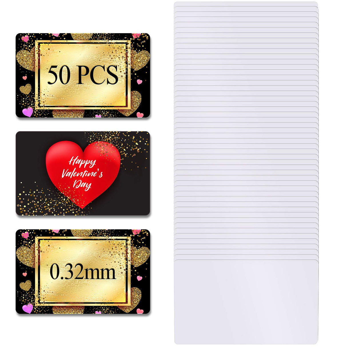 50 Pieces Sublimation Metal Business Cards 0.32 mm Thick 3.4 x 2.1 x 0.013 Inch Aluminum Blanks Name Card Gift for Custom Engrave Color UV Print, Office Business Trade, White Zonon