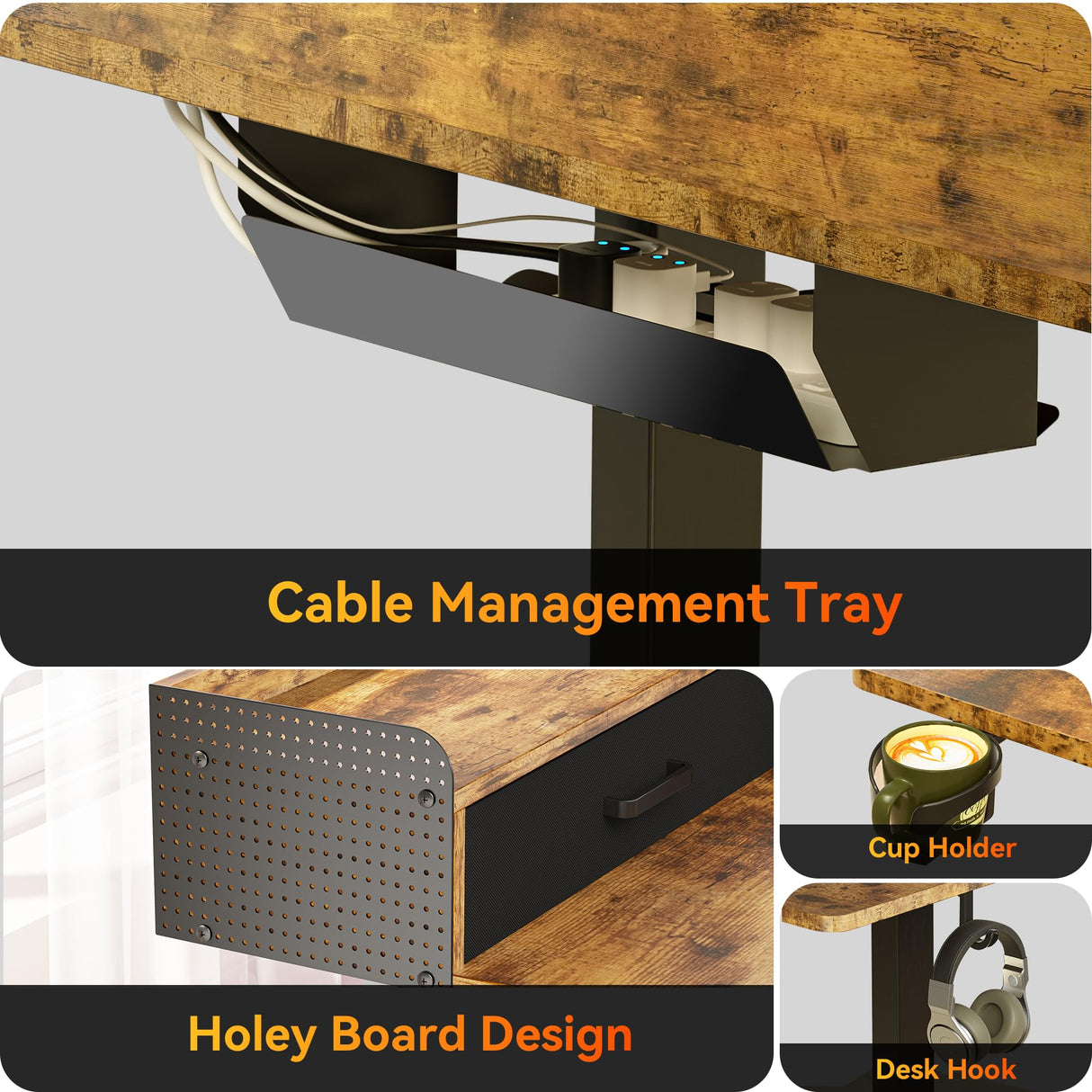 WALKINGDESK 63 Inches Height Adjustable L Shaped Standing Desk with 3 Drawers and Monitor Shelf, Electric Corner Comupter Desk, Sit Stand up Home Office Desk, Ergonomic Gaming Desk, Rustic Brown WALKINGDESK
